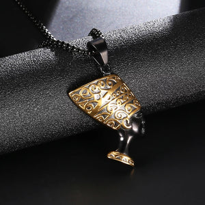 Queen Mother Black and 18k Gold Plated Nefertiti Necklace