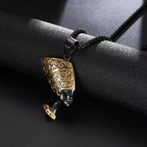 Queen Mother Black and 18k Gold Plated Nefertiti Necklace